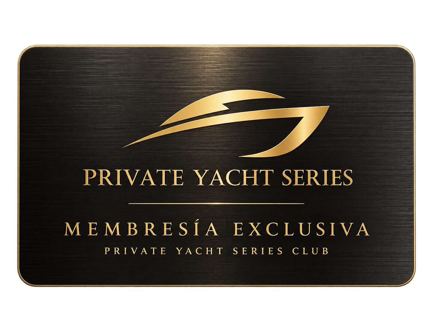 Tarjeta negra y dorada de membresía exclusiva de Private Yacht Series Club